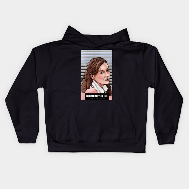 Pam Beesly Dunder Mifflin Kids Hoodie by EvoComicsInc